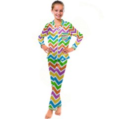 Chevron-pattern-design-texture Kids  Satin Long Sleeve Pajamas Set