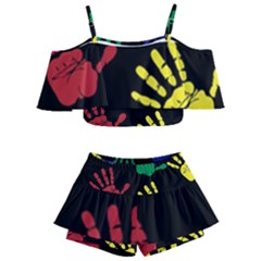 Handprints-hand-print-colourful Kids  Off Shoulder Skirt Bikini