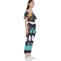 Art Pattern Design Background Print Bardot Ruffle jumpsuit View3