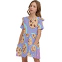 Cookies Chocolate Chips Chocolate Cookies Sweets Kids  Frilly Sleeves Pocket Dress View3