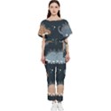Dino Art Pattern Design Wallpaper Background Batwing Lightweight Chiffon Jumpsuit View1