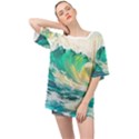 Waves Ocean Sea Tsunami Nautical Art Oversized Chiffon Top View1
