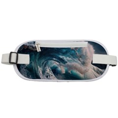 Tsunami Waves Ocean Sea Water Rough Seas Rounded Waist Pouch by uniart180623