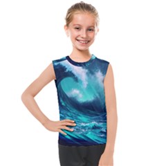 Tsunami Tidal Wave Ocean Waves Sea Nature Water Kids  Mesh Tank Top