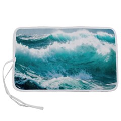 Waves Ocean Sea Tsunami Nautical Blue Sea Pen Storage Case (l)