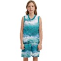 Waves Ocean Sea Tsunami Nautical Blue Sea Kids  Basketball Mesh Set View1