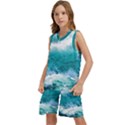 Waves Ocean Sea Tsunami Nautical Blue Sea Kids  Basketball Mesh Set View2