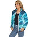 Ai Generated Waves Ocean Sea Tsunami Nautical Sea Women s Puffer Bubble Jacket Coat View2