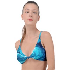 Ai Generated Waves Ocean Sea Tsunami Nautical Sea Knot Up Bikini Top
