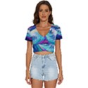 Waves Ocean Sea Tsunami Nautical Nature Water V-Neck Crop Top View1