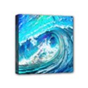 Tsunami Waves Ocean Sea Nautical Nature Water Painting Mini Canvas 4  x 4  (Stretched) View1