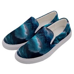 Tsunami Waves Ocean Sea Water Rough Seas Men s Canvas Slip Ons