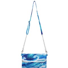 Tsunami Tidal Wave Ocean Waves Sea Nature Water Blue Painting Mini Crossbody Handbag