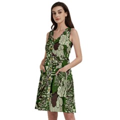 Texture Ornament Pattern Seamless Paisley Sleeveless Dress With Pocket