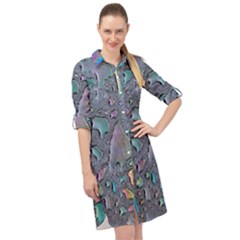 Glass Drops Rainbow Long Sleeve Mini Shirt Dress by uniart180623