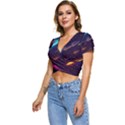 Night Sky Neon Spaceship Drawing Short Sleeve Foldover Tee View2