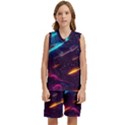 Night Sky Neon Spaceship Drawing Kids  Basketball Mesh Set View1