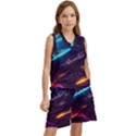Night Sky Neon Spaceship Drawing Kids  Basketball Mesh Set View3