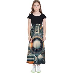 Technology Robot Internet Processor Kids  Flared Maxi Skirt