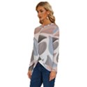 Leaves Pastel Background Nature Long Sleeve Crew Neck Pullover Top View2