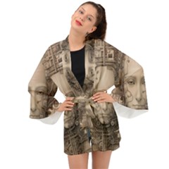 Cyborg Robot Future Drawing Poster Long Sleeve Kimono