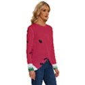 Minimalist Summer Watermelon Wallpaper Long Sleeve Crew Neck Pullover Top View3