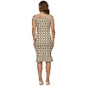 Mazipoodles Olive White Donuts Polka Dot Off Shoulder Ruffle Split Hem Bodycon Dress View4