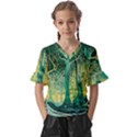 Nature Trees Forest Mystical Forest Jungle Kids  V-Neck Horn Sleeve Blouse View1