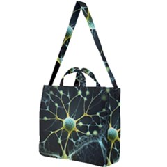 Ai Generated Neuron Network Connection Square Shoulder Tote Bag