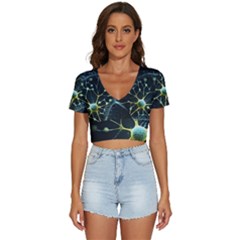 Ai Generated Neuron Network Connection V-neck Crop Top