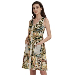 Floral Leaf Chain Patchwork Pattern 2 Sleeveless Dress With Pocket by flowerland