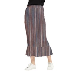 Dark Digital Wood Like Maxi Fishtail Chiffon Skirt