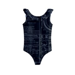 Black Background With Text Overlay Mathematics Trigonometry Kids  Frill Swimsuit