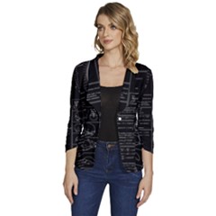 Black Background With Text Overlay Mathematics Trigonometry Women s One-button 3/4 Sleeve Short Jacket
