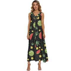 Watermelon Berries Patterns Pattern V-neck Sleeveless Loose Fit Overalls