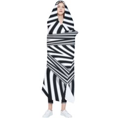 Fractal Star Mandala Black And White Wearable Blanket