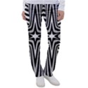 Fractal Star Mandala Black And White Women s Casual Pants View1