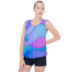 Colorful Blue Purple Wave Bubble Hem Chiffon Tank Top