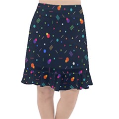 Abstract Minimalism Digital Art Abstract Fishtail Chiffon Skirt