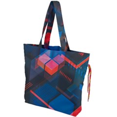 Minimalist Abstract Shaping Abstract Digital Art Minimalism Drawstring Tote Bag by uniart180623