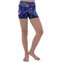 Colorful Waves Abstract Waves Curves Art Abstract Material Material Design Kids  Lightweight Velour Yoga Shorts View1