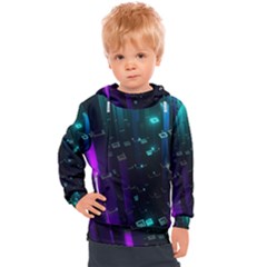 Abstract Building City 3d Kids  Hooded Pullover