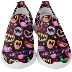Funny Monster Mouths Kids  Slip On Sneakers
