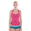 Watermelon Fruit Pattern Boyleg Halter Swimsuit  View1