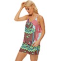 Minimal Digital Cityscape V-Neck Satin Pajamas Set View2