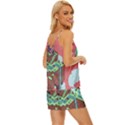 Minimal Digital Cityscape V-Neck Satin Pajamas Set View3