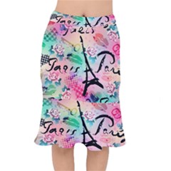 From Paris Abstract Art Pattern Short Mermaid Skirt