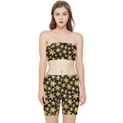 Shiny Glitter Stars Stretch Shorts And Tube Top Set