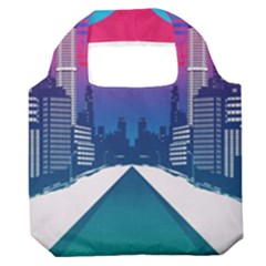 Retro Cityscape Artist Artwork Digital Art Premium Foldable Grocery Recycle Bag