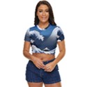 The Great Wave Off Kanagawa Side Button Cropped Tee View1